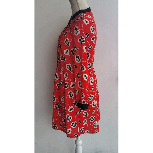Juicy Couture Casual Floral Long Sleeves Mini Red Dress Size 2 - Picture 3 of 9